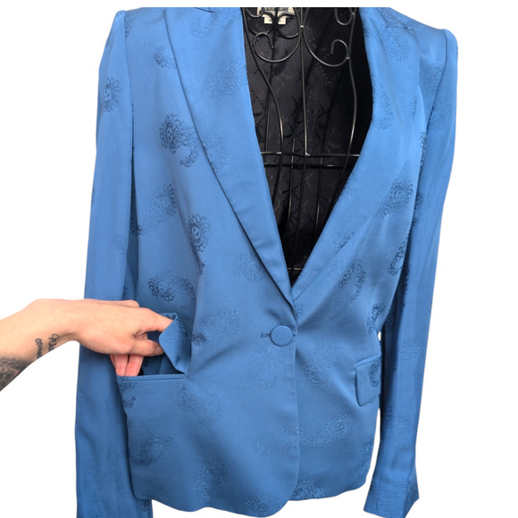 Zadig & Voltaire Victor Jacquard Paisley Blue Blazer Jacket Women Extra Small 34 - Picture 8 of 14